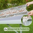 thumbnail image 6 of White Pioneer Flower and Paisley Pattern Square Fitted Tablecloth with Elastic Edge,Square Table Cover,Washable Elastic Table Cover for Home Kitchen Party Decor 36in(91cm), 6 of 6