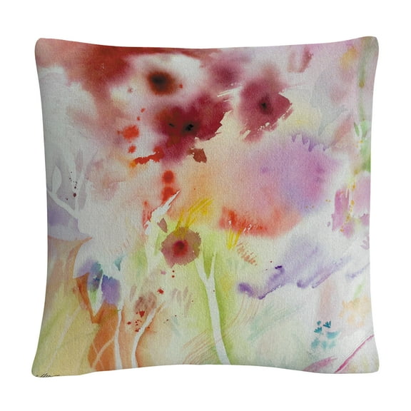 Garden Impressions 3' Watercolor Paint Bleed By Sheila Golden 16 X 16 Decorative Throw Pillow
