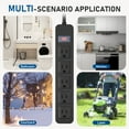 thumbnail image 5 of VILONG Outdoor Surge Protector Waterproof Power Strip- 5 Outlets Charging, 6ft Extension Cord, 45° Flat Plug for Yard & Camping, ETL Listed, Black, 5 of 10