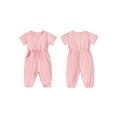 thumbnail image 2 of Suealasg Toddler Girls Jumpsuits Short Sleeve Crew Neck Tie-up Solid Romper Overalls 1T 2T 3T Baby Girls Summer One Piece Playsuit, 2 of 9