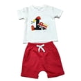 thumbnail image 4 of mgoYE Baby Boy First Birthday Outfit Fire Truck Embroidered Short Sleeve T-shirt Solid Shorts Summer 1St Birthday Clothes(White,12-18 Months), 4 of 5