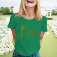thumbnail image 2 of Women's Shirts Fashion Solid Bride Printed Short Sleeve T Shirts Summer Trendy Crewneck Loose Casual Comfy Top Blouses for Memorial Photo Top Clothing, 2 of 4
