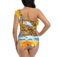 thumbnail image 5 of Haiem Animals on Noah's Ark1 Women's One Piece Swimsuits Tummy Control One Shoulder Bathing Suits Ruffle Swimwear-Small, 5 of 8
