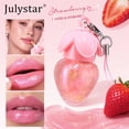 thumbnail image 6 of Cute Strawberry Color Shift Shimmer Lip Gloss by Julystar, pH Reactive Natural Pink Tint Hydrating Non-Sticky Plumping Lip Gloss with Detachable Keychain, 6 of 6