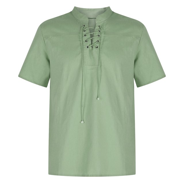 Birdeem Mens Fashion Tops Retro Solid Color Loose Casual Short Sleeve Shirt