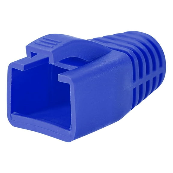 Blue 7mm Hole Dia RJ45 Boots Cover Anti Dust Plastic Protector for Network Cable CAT6 CAT7 50Pcs