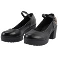 thumbnail image 1 of 1 Pair Round Head Low Mouth High Heels Stylish Female High-heeled Shoes (Black), 1 of 3