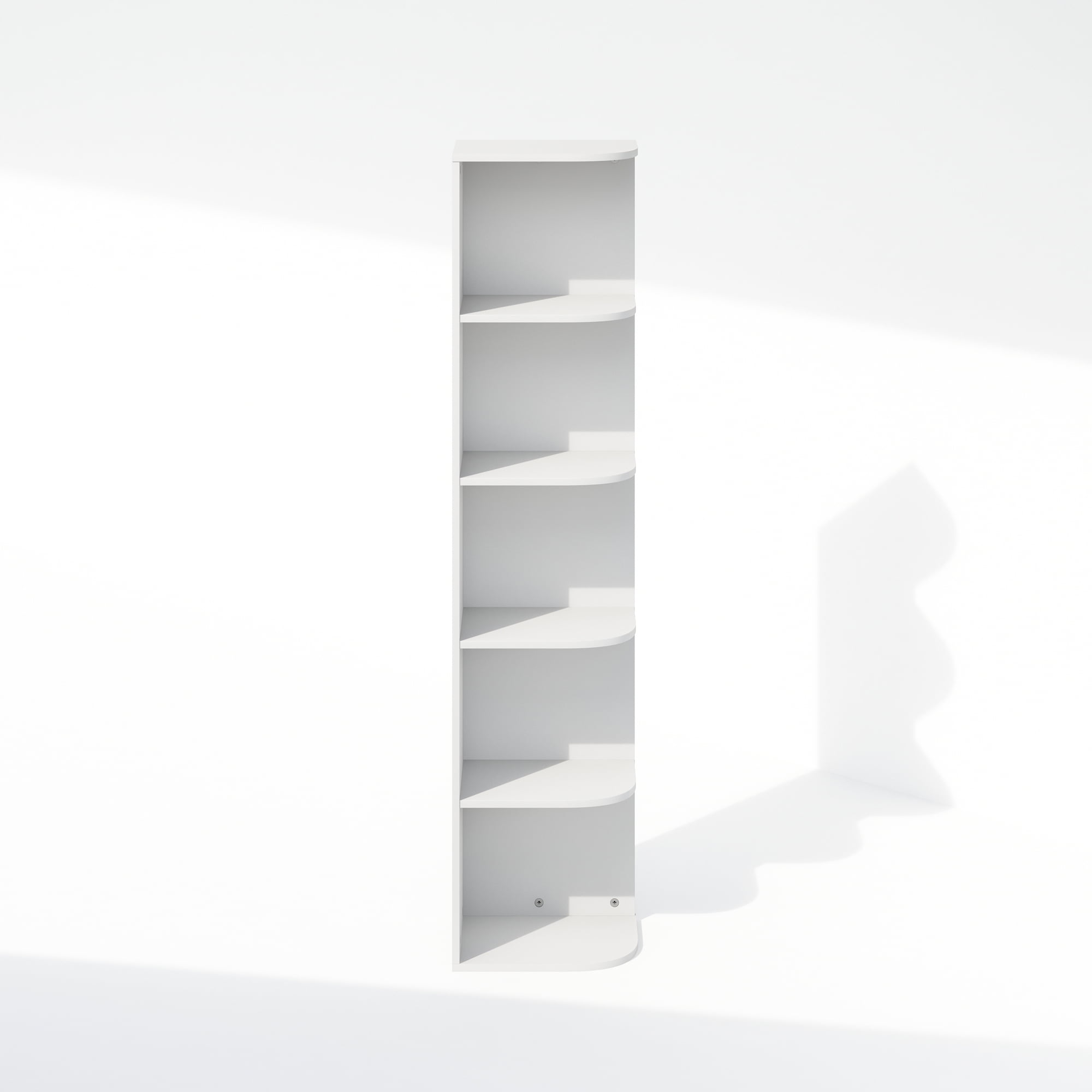 Furinno Reed 5-Tier Space Saving Corner Storage Display Shelf, Bookshelf, White