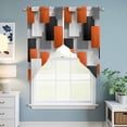 thumbnail image 6 of Orange Gray Black Kitchen Window Curtains, Swag Curtains Valance for Bedroom Living Room Bathroom, Modern Abstract Geometric Plaid Rod Pocket Window Treatment Curtain Block Drapes 2 Panels 36"x45", 6 of 9