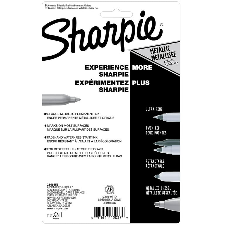 Sharpie Marker Set, 6-Markers, Fine, Metallic