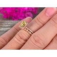 thumbnail image 2 of Halo Art Deco 2.25 Carat 7x5mm Emerald Cut Champagne Diamond Moissanite Wedding Set Bridal Ring Engagement Ring Set On 10k Rose Gold Stacking Matching Band Anniversary Gift, 2 of 5