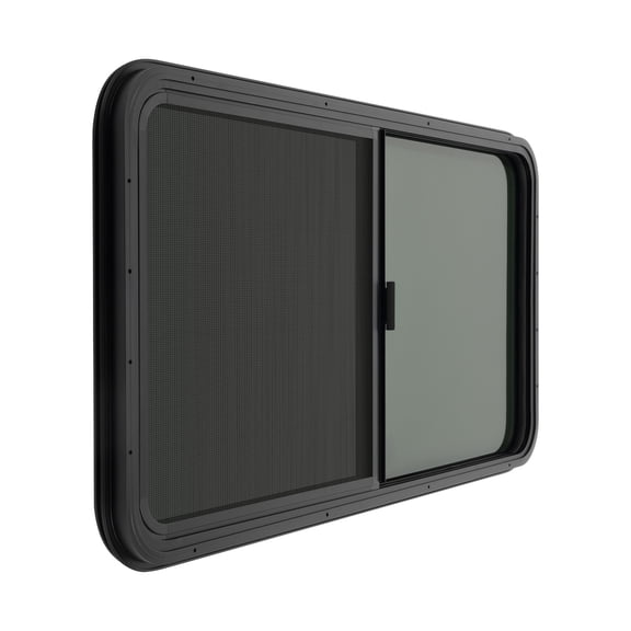 RV Exit Window, 42" X 22", Black, Good Ventilation, Aluminum Alloy Window Replacement for Camper