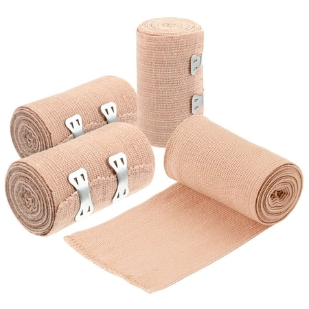 

SUPVOX 4pcs Elastic Bandage Wrap Compression Roll with Extra Metal Clips for Ankle Support Arm Leg Chest Injury
