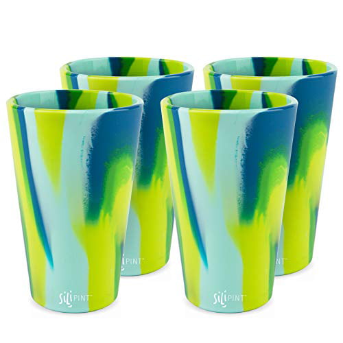 Patented Unbreakable Silicone Cup Drinkware BPA-Free Silipint Silicone Pint Glass Set 4-Pack Arctic Sky Shatter-proof 