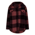 thumbnail image 3 of FAVIPT Winter Coats for Women Plus Size Casual Trendy 2025 Teddy Jackets Flannel Plaid Fleece Button Down Lapel Shacket Red,XXXXL, 3 of 4