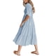 thumbnail image 2 of VISgogo, vestido Midi informal de verano para mujer, vestido fruncido de manga corta acampanado de Color sólido, vestido holgado acampanado a la moda VISgogo moda, 2 of 6