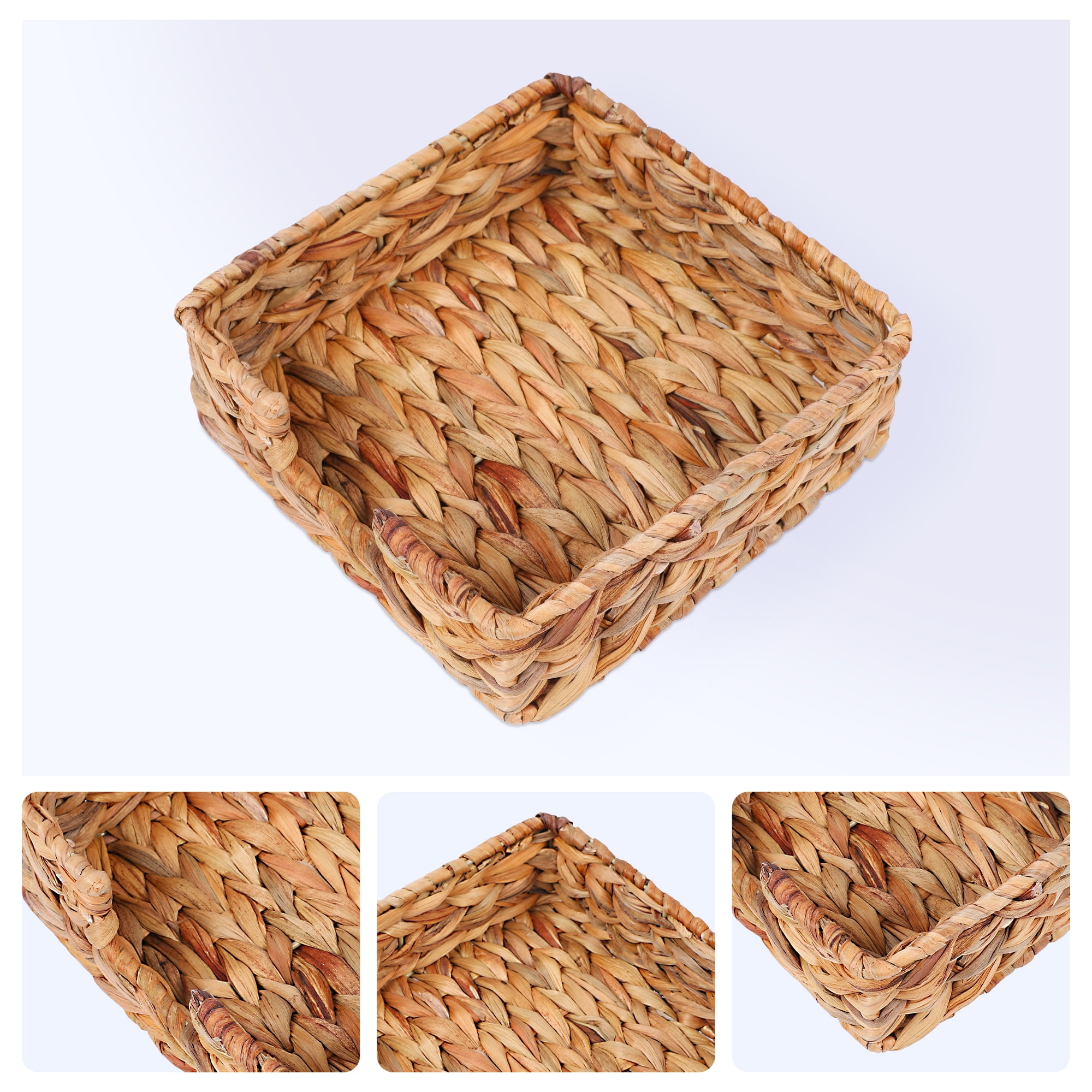 Unique Bargains 1 Pc Wicker Basket for Organizing Brown 8.7*8.7*2.8in