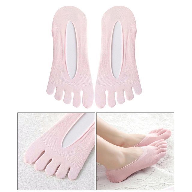 Calcetines invisibles BLESIY para mujer Nylon bajo corte antideslizante Rosa