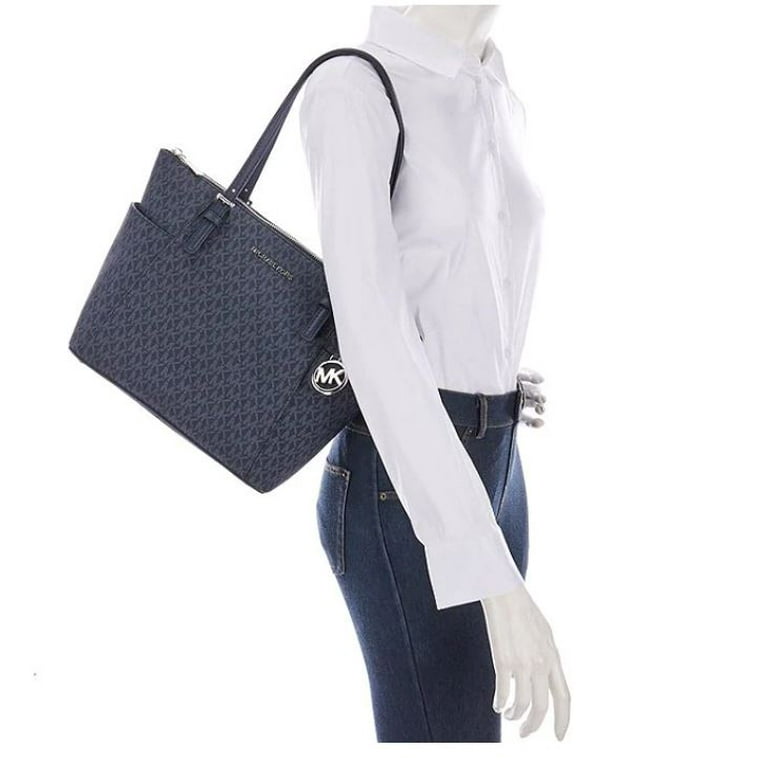 Michael Kors Womens Jet Set Item East/West Top Zip Tote Admiral/Pale Blue  One Size MK Signature 