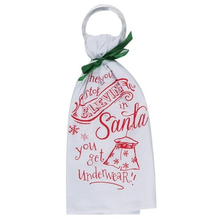 

Stop Believing in Santa Krinkle Flour Sack 26 Inch Kitchen Dish Towel Kay Dee