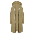 thumbnail image 3 of Women Casual Zip up Polyester Hoodies, Long Hoodie Tunic Jackets Long Sleeve Sweater Dress with Side Pockets Beige L, 3 of 7
