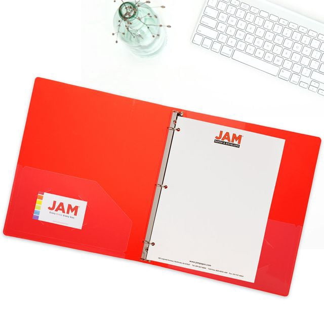 JAM Paper Plastic 3-Ring Binders, 3/4 inch, Assorted, 4/Pack