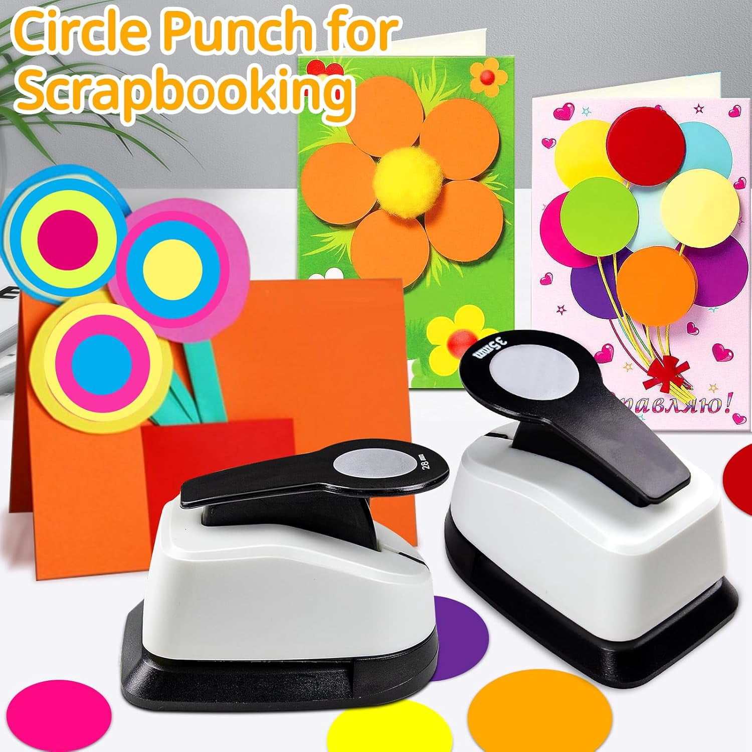Circle Punch 4 Pcs Craft Punches for Scrapbooking - Different Size Hole Puncher for Card Making and Art Projects