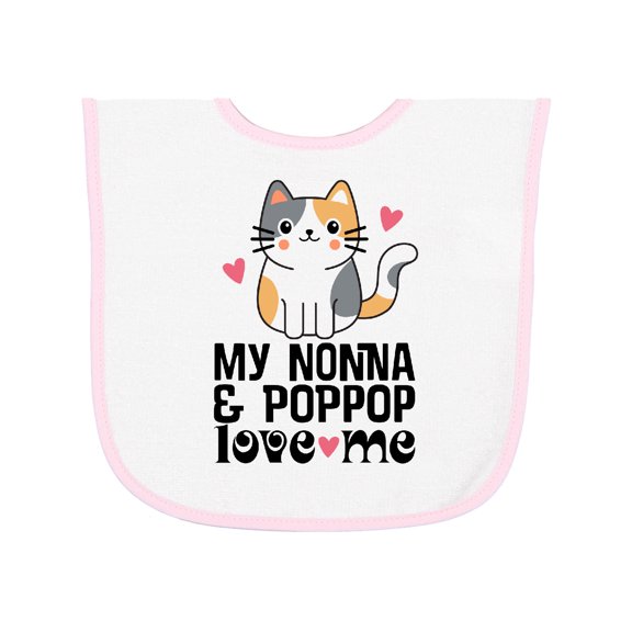 Inktastic Nonna and Poppop Love Me Cat Baby Terry Cloth Bib