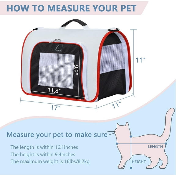A4Pet Airline Approved Cat Carrier, Soft-Sided Travel Bag for Cats & Puppies Under 18 lbs, Easy to Carry & Fold