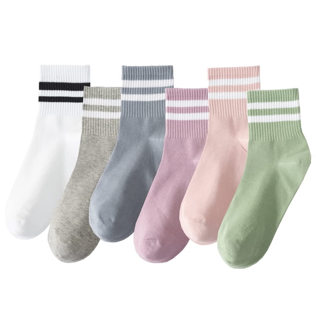 Calcetines deportivos Digoon Fashion a rayas para mujer, 6 pares