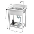 thumbnail image 2 of AiYCHEN Freestanding 22" Stainless Steel Sink, Commercial Kitchen Sink with Faucet Drainpipe, 2 of 6