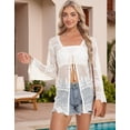 thumbnail image 3 of Swimsuit Cover Up for Women Tied Open Front Cardigans Beach Cover Up Long Sleeve Crochet Swim Cover Ups Shermie, 3 of 8