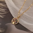 thumbnail image 3 of 18K Gold Plated Tree of Life Pendant Necklace for Women Men | Gold Cubic Zirconia Inlay Life Tree Pendant Necklace | Figaro Chain Necklace, 3 of 6