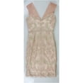 thumbnail image 2 of TADASHI SHOJI Womens Pink Zippered Metallic Embroidery Floral Sleeveless Illusion Neckline Above The Knee Party Sheath Dress 10, 2 of 2