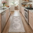 thumbnail image 5 of 2x3 Area Rug Machine Washable with Non Slip Backing, Low Pile Indoor Door Mat for Entryway, Entrance, Front Door and Bathroom, Floral Medallion Print Pattern, Dusty Blush, 5 of 5