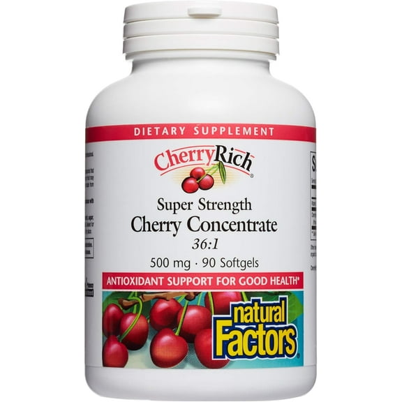 Natural Factors CherryRich, Super Strength Cherry Concentrate, Antioxidant Support for Healthy Joints and Uric Acid Metabolism, 90 Softgels