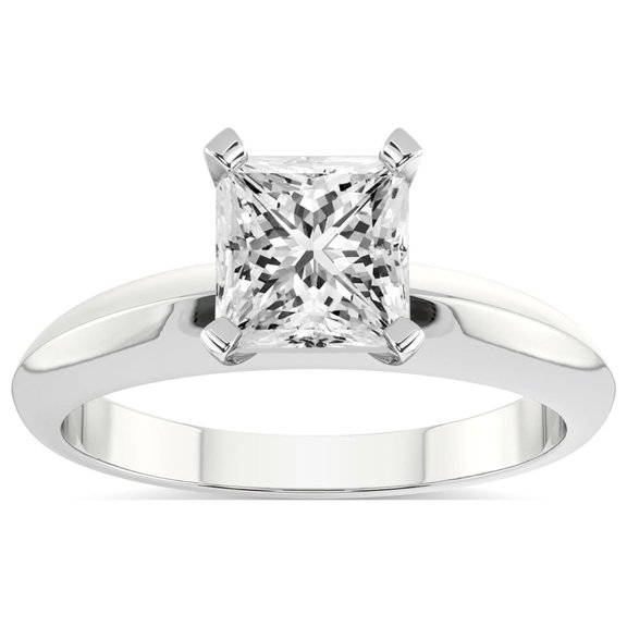 4 Carat IGI Certified Princess Shape Lab Grown Diamond Engagement Ring | 14K White Gold |Eloise Solitaire Knife Edge Diamond Ring | FG-VS1-VS2 Quality Friendly Diamonds