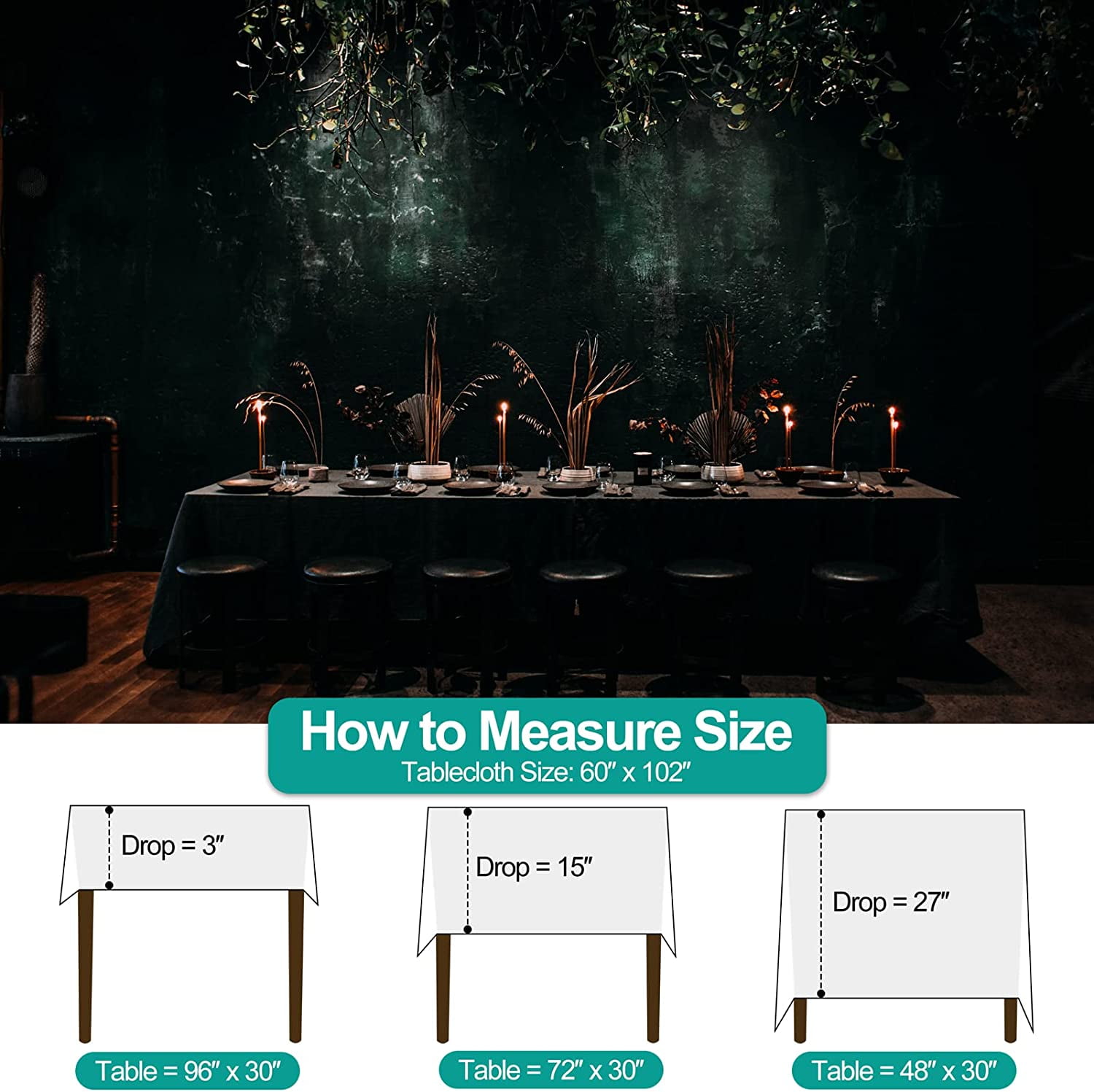 Emart 6 Pack Rectangle Tablecloth, 60x102in Black 100% Polyester Table Cloths for Banquet Wedding