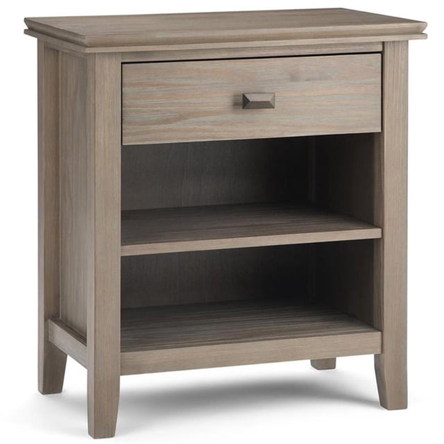 Trent Home Wood 24" Transitional Bedside Nightstand Table in Gray
