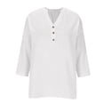 thumbnail image 3 of Dresfit Women's Gauze Shirts Button Down V Neck Linen Tops 2026 Summer 3/4 Sleeve Casual Blouses Plain Lightweight Loose Dressy T Shirts S, 3 of 6