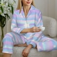 thumbnail image 4 of Goofa Striped Gradient Printed Women’s 2 Piece Pajama Set Super,Pajamas Women's Long Sleeve Sleepwear Soft Button Down Loungewear Pjs Lounge Set Nightwear-X-Large, 4 of 9