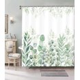 thumbnail image 2 of Cortina de ducha ZHAOCHENG verde y blanca 72'72 con 12 ganchos, 2 of 5
