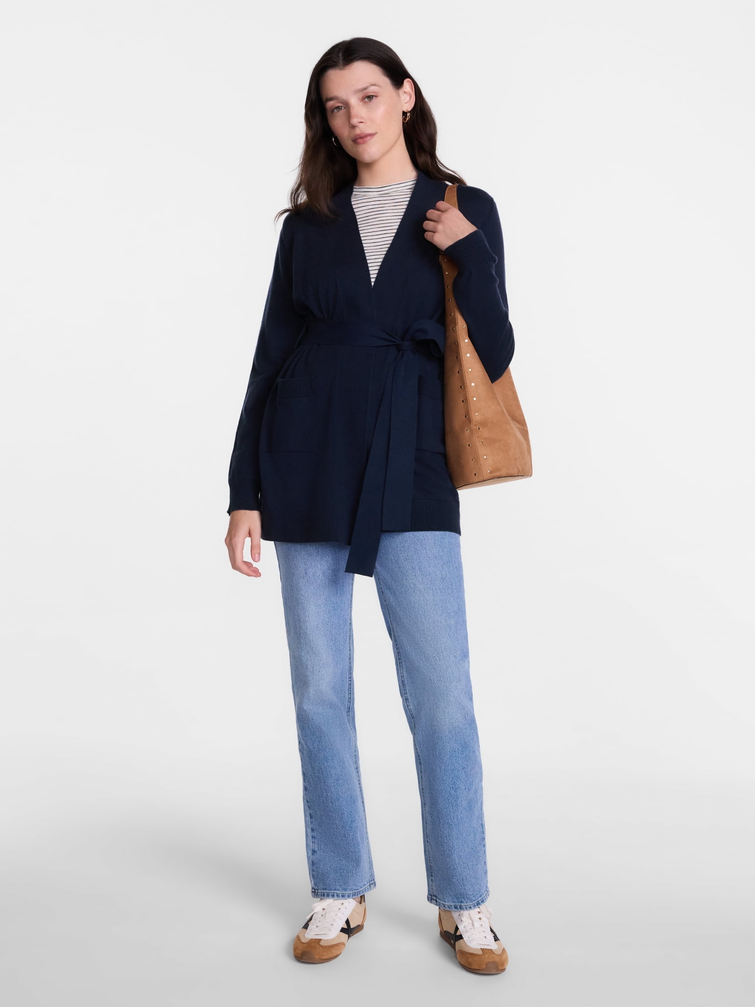 Scenario Women's Belted Lightweight Cardigan, Sizes XS-XXXL