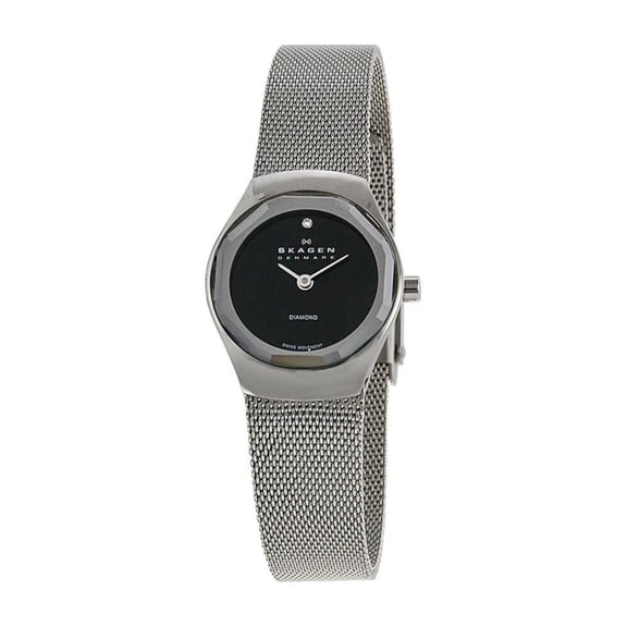 Skagen Diamond MINI Women's Black Dial Quartz Watch 432SSSB