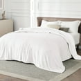 Bedsure Fluffy and Warm Microfiber Fleece Blankets, King Size, White