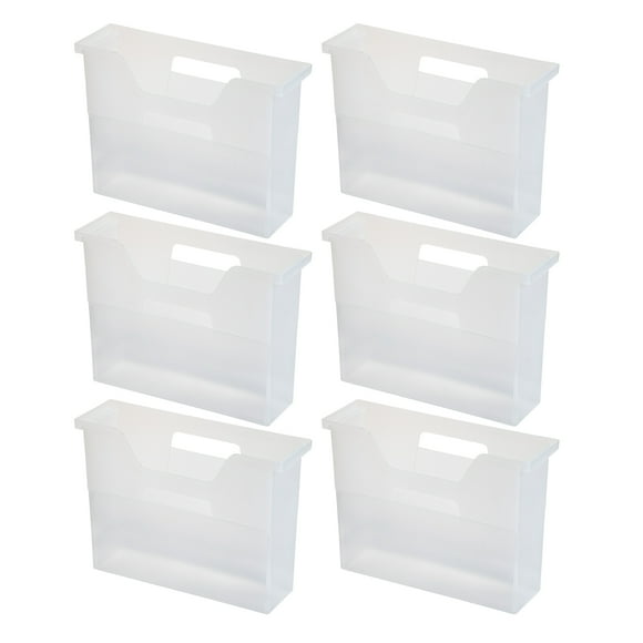 IRIS Open Storage Basket, File Organizer, Small, White Clear, Set of 6