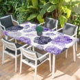 thumbnail image 2 of Purple Ombre Spring Floral Table Cloths for 3 Foot Rectangle Tables, Summer Botanical Flowers Patio Waterproof Elastic Fitted Tablecloths, Washable Rectangular Table Cover for Camping, 2 of 8