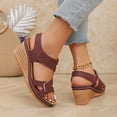 thumbnail image 7 of THDHVS Womens Wedge Sandals,Wedge Sandals for Women,Fashion Women Casual Round Head Comfy Wedge Beach Sandals Wine 7.5, 7 of 7