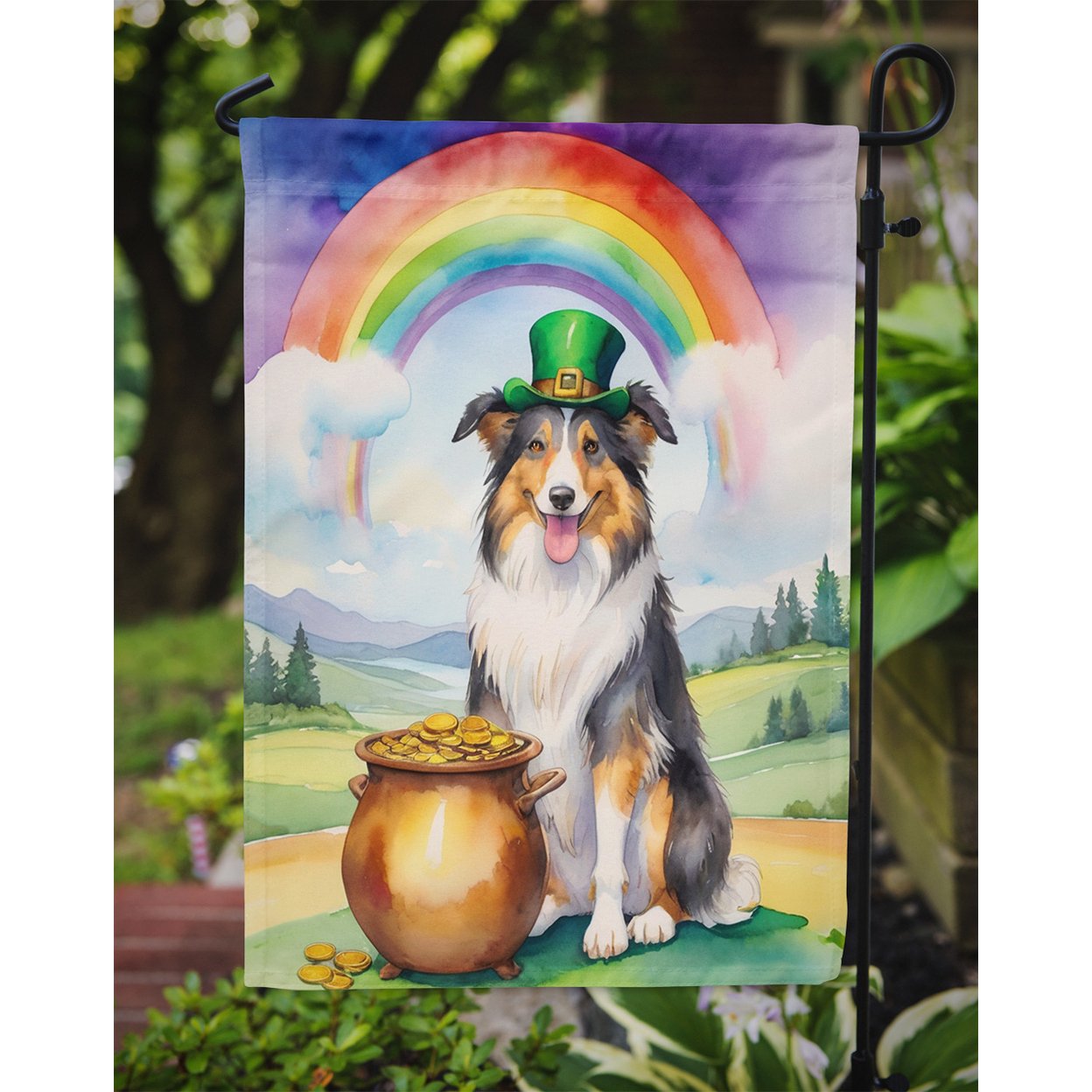 Collie St Patrick's Day Garden Flag 11.25 in x 15.5 in