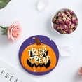 thumbnail image 4 of FMSHPON Happy Halloween Trick or Treat and Pumpkin Purple Set of 6 Round Coaster for Drinks, Absorbent Ceramic Stone Coasters Cup Mat with Cork Base for Home Kitchen Room Coffee Table Bar Decor, 4 of 6